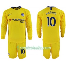 Camisolas de Futebol Chelsea Hazard 10 Criança Equipamento Alternativa 2018/19 Manga Comprida